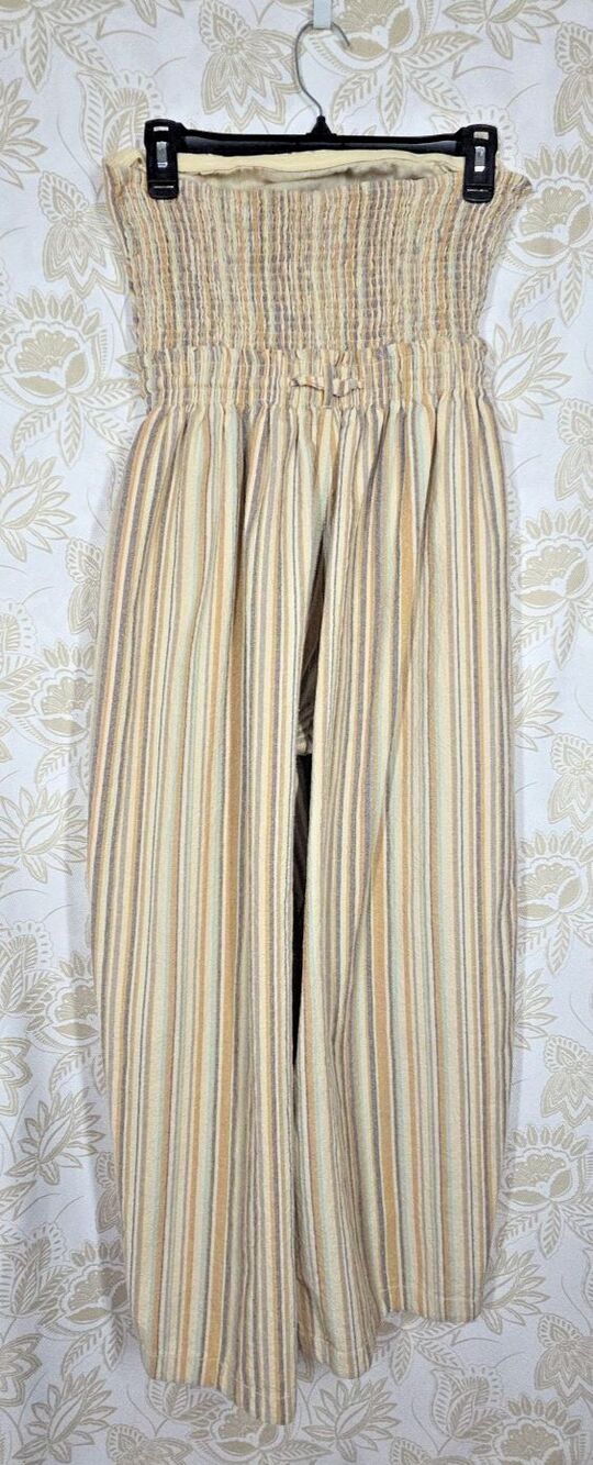 Free People Roaming Shores Strapless Jumpsuit Women’s XS Smocked Crop Pockets - Picture 3 of 11